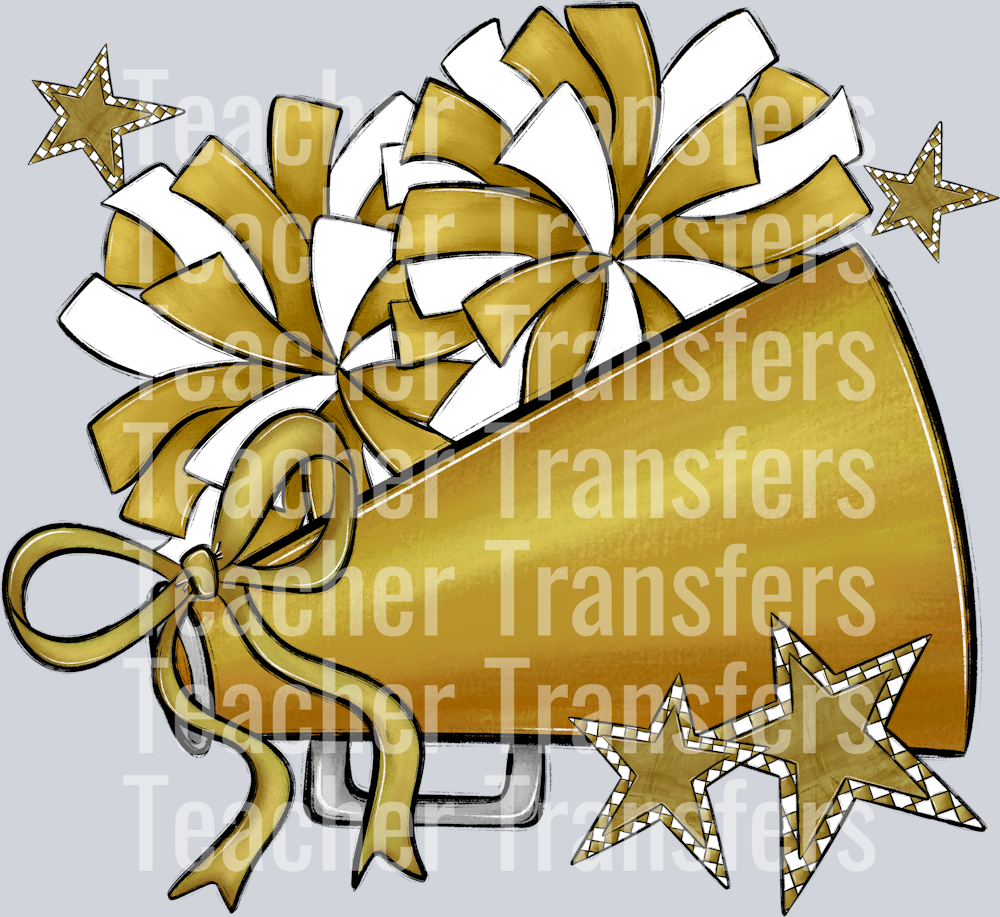 Cheer Megaphones and Stars GOLD