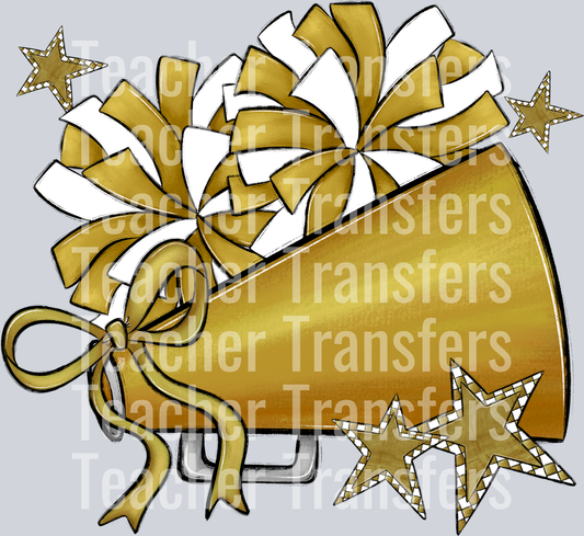 Cheer Megaphones and Stars GOLD