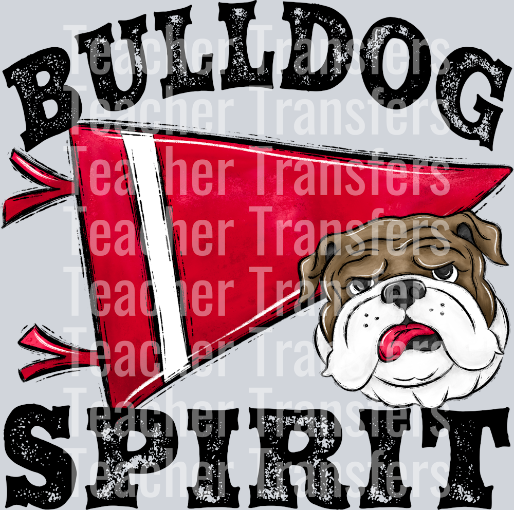 Pennant Mascots Bulldog Spirit Red
