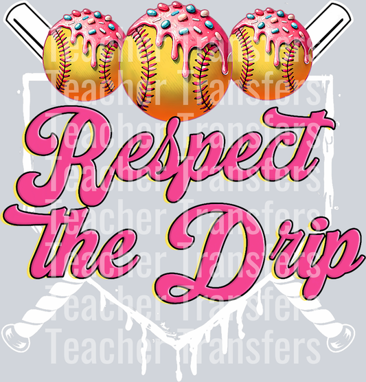 Softball Drip For Boys Ice Cream Youth Respect The Drip T-Shirt