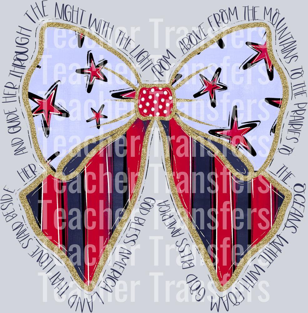 STARS AND STRIPES BOW with WORDS