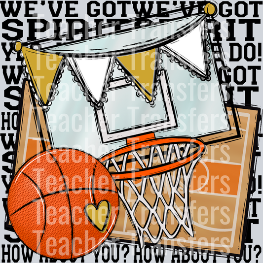 We_ve Got Spirit BASKETBALL BLACK PRINT VEGAS GOLD