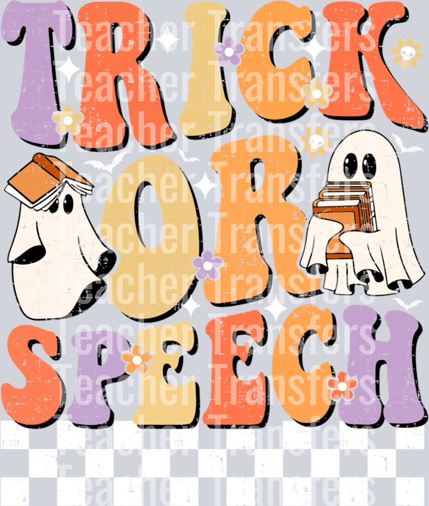 Retro Trick or Speech Halloween Speech Therapy SLP Halloween Long Sleeve T-Shirt