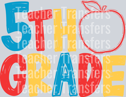 Back to School Apple Grade Level 5th COLOR