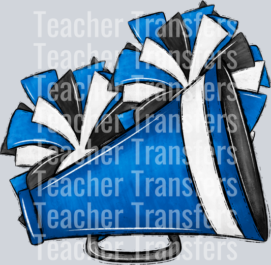 Cheer Poms and Megaphones BLUE