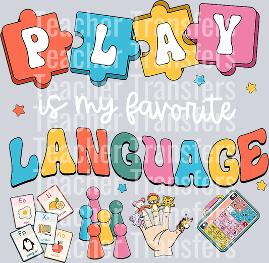 Retro Play Is My Favorite Language SLP Speech Therapy SLPA T-Shirt