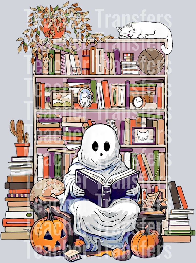 Trick Or Teach Spooky Teacher Cute Ghost Read Book Halloween T-Shirt