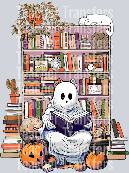 Trick Or Teach Spooky Teacher Cute Ghost Read Book Halloween T-Shirt