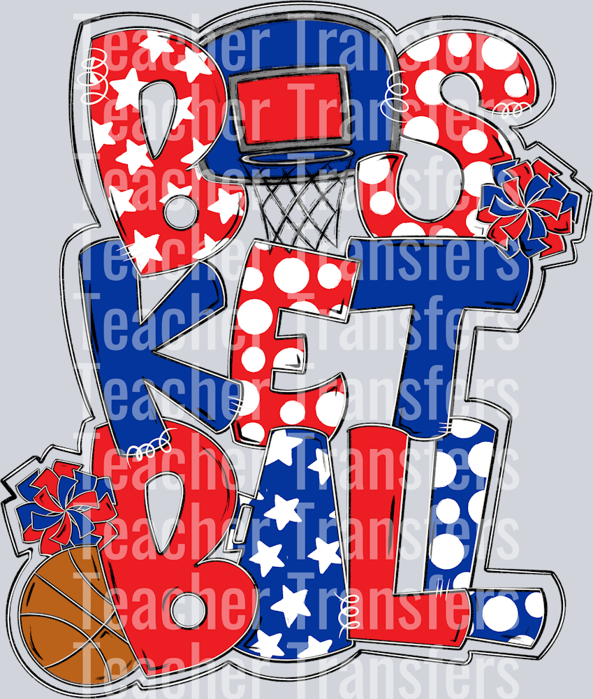 Basketball Word Art Royal RED