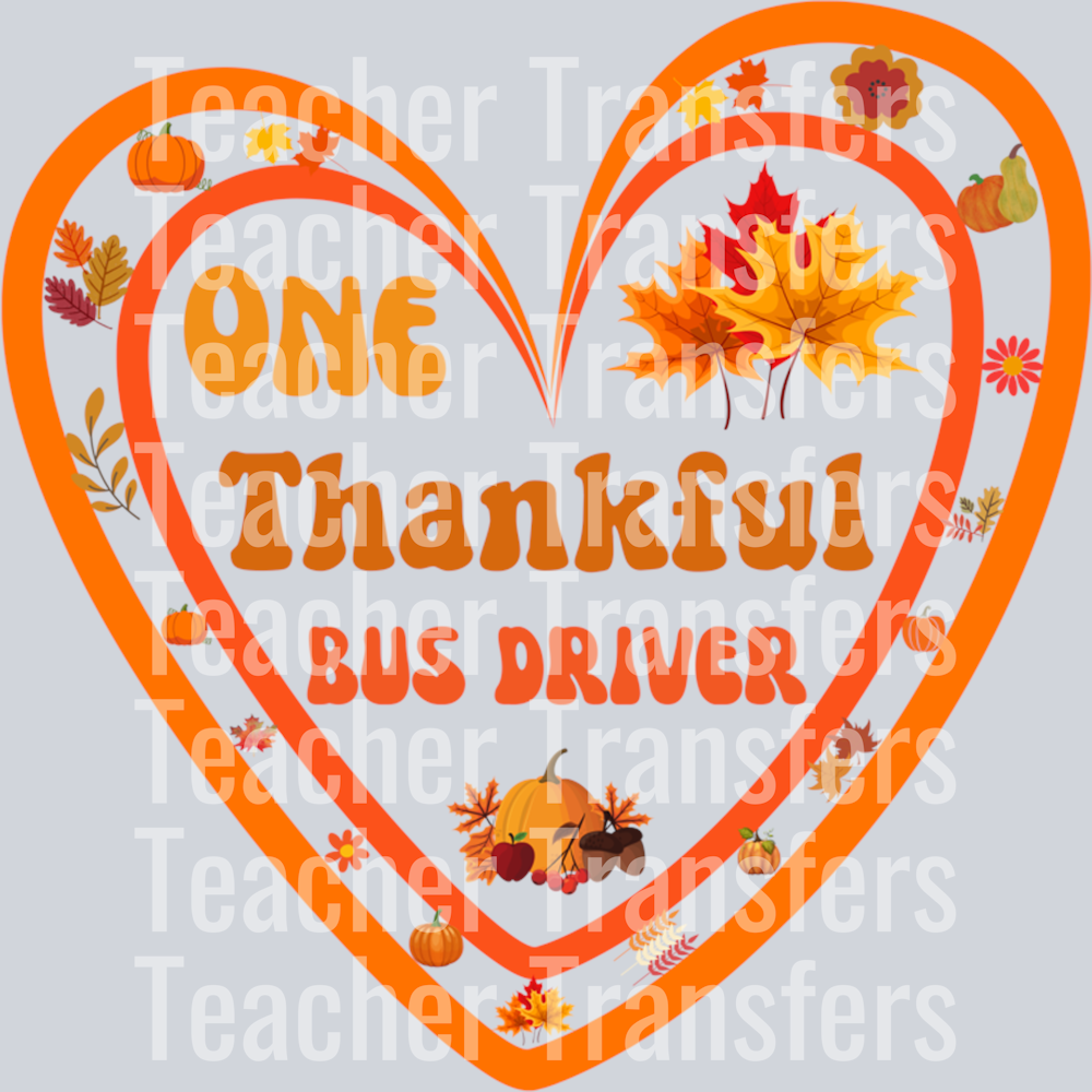 Thankful bus driver fall thanksgiving autumn leaves heart Long Sleeve T-Shirt