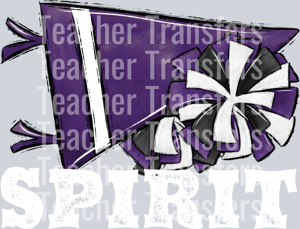 Pennant Mascots BLANK CHEER Spirit Purple WHITE PRINT