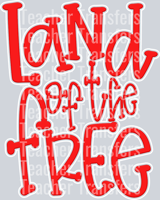 Land of the Free Red with White Outline