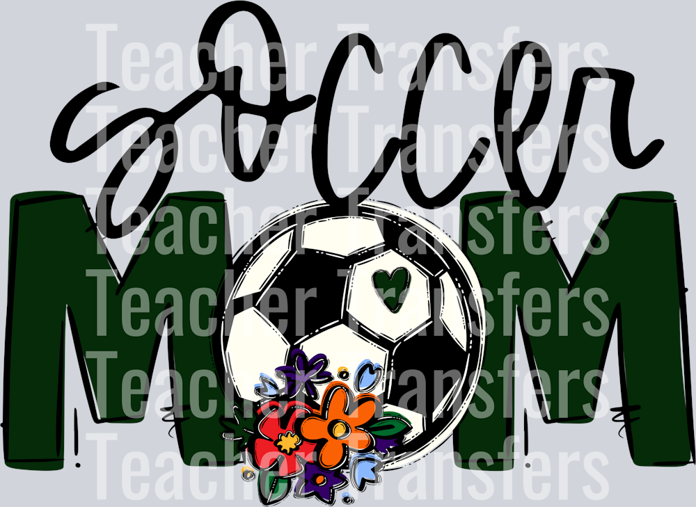 Soccer Mom Dark Green Flowers