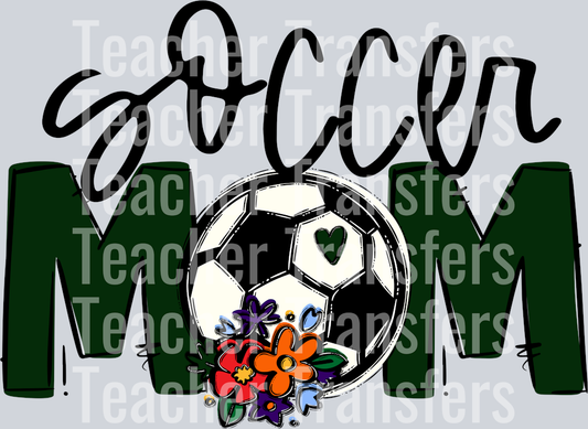 Soccer Mom Dark Green Flowers