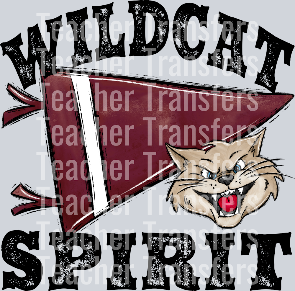 Pennant Mascots WILDCAT Spirit Maroon
