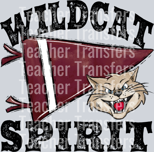 Pennant Mascots WILDCAT Spirit Maroon