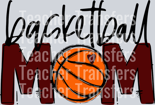 Basketball Mom Maroon No Flowers