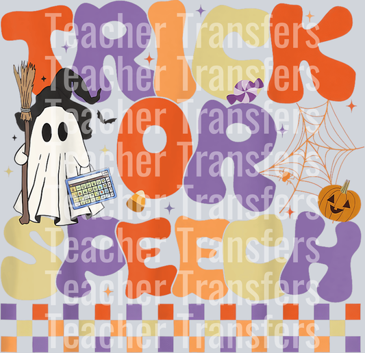 Groovy Trick Or Speech Therapy SLP Ghost Halloween T-Shirt