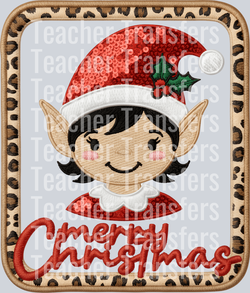 MERRY CHRISTMAS ELF LEOPARD FRAME