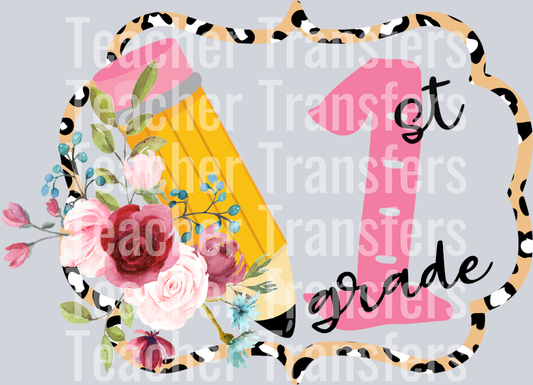 Pencil School Frame 1st Grade