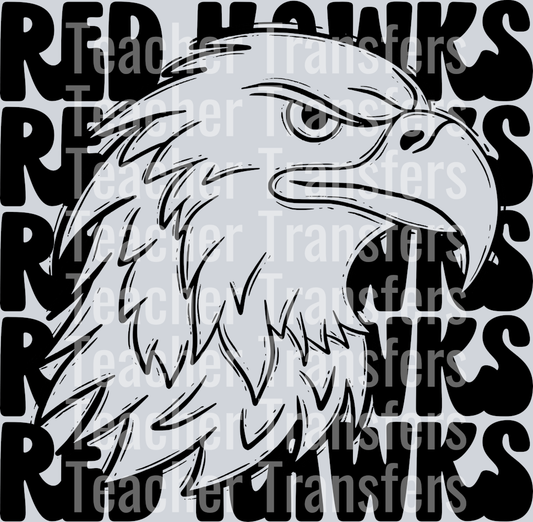 Stacked Mascots RED HAWKS