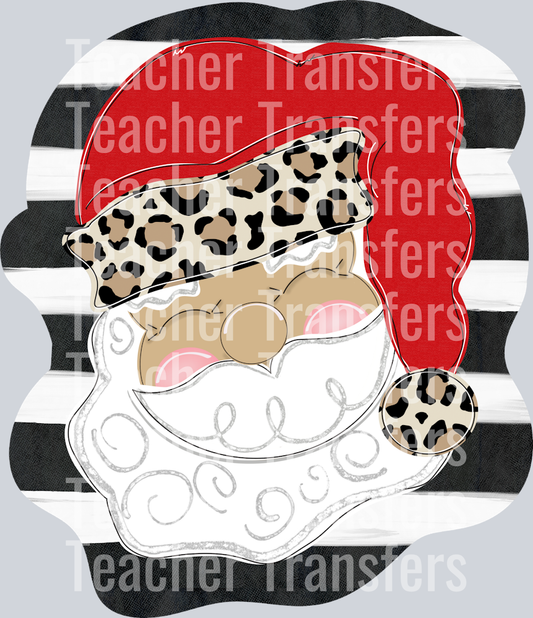SANTA ORNAMENT RED HAT LEOPARD BACKGROUND