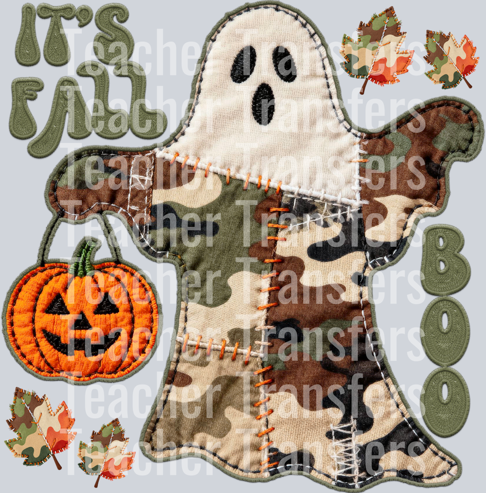 its fall boo camo faux emb ghost hwds