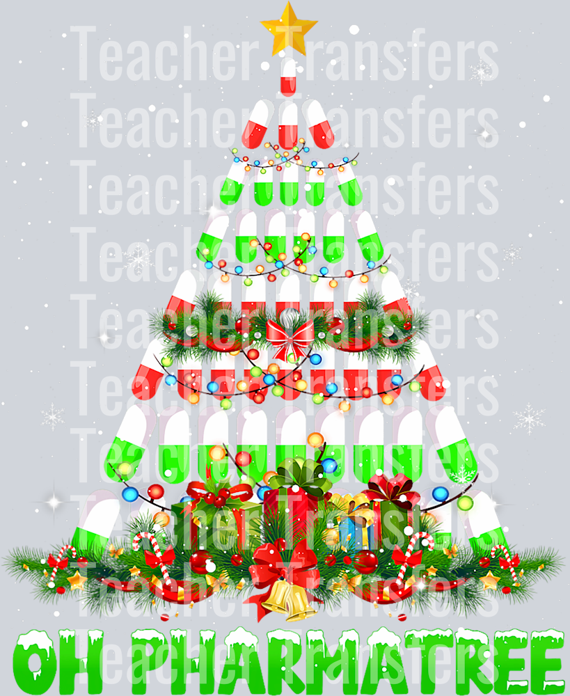 Oh Pharmatree Christmas Tree Pharmacist Pharmacy Tech Xmas T-Shirt