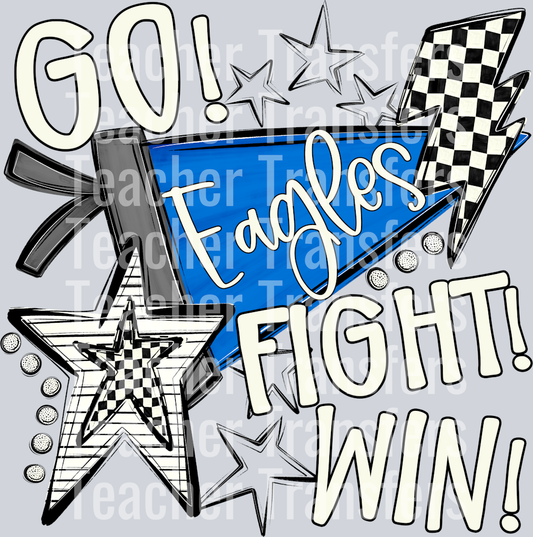 GO FIGHT WIN PENNANTS EAGLES BLUE
