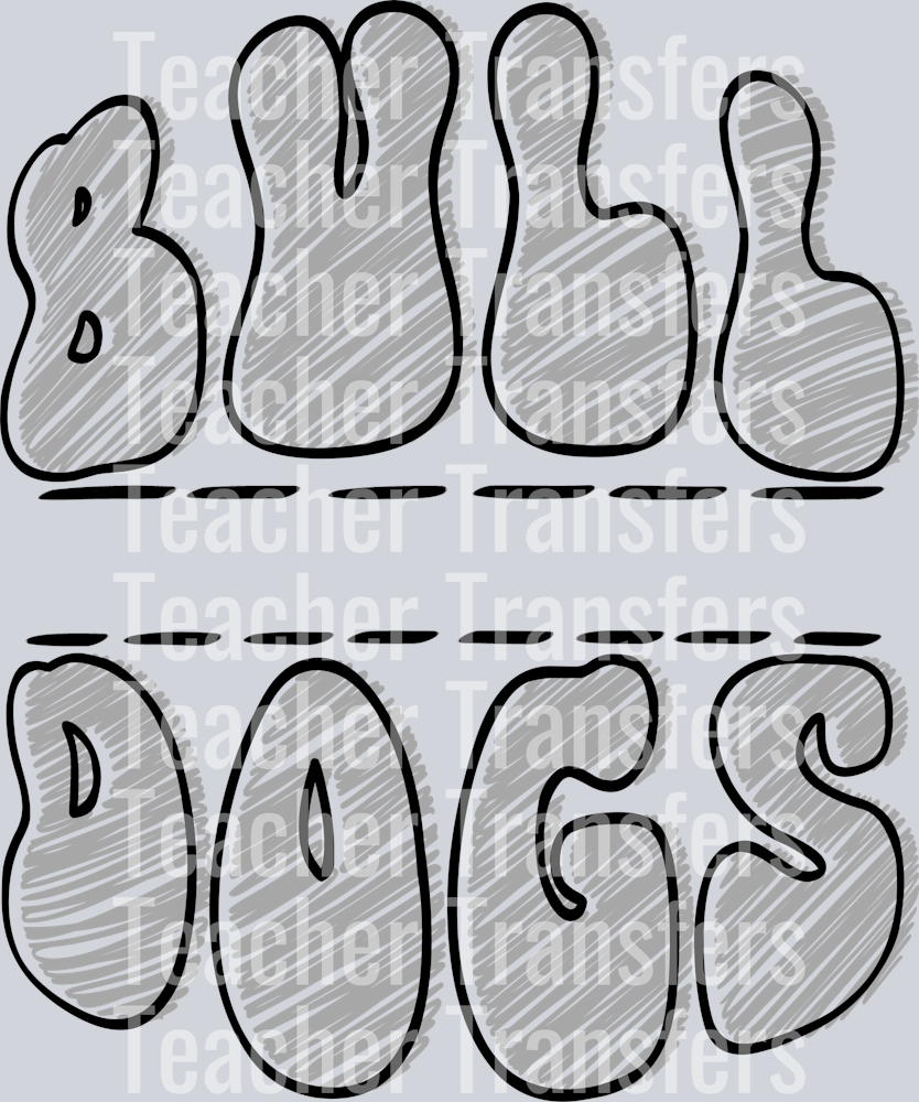 Sketch Mascot Names BULLDOGS GRAY BLACK