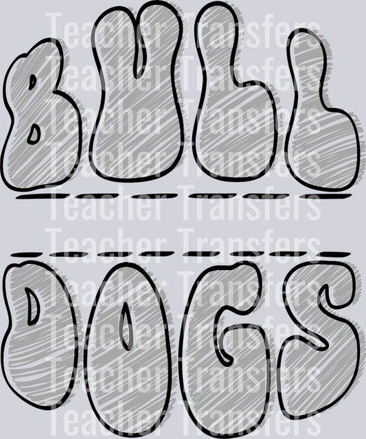 Sketch Mascot Names BULLDOGS GRAY BLACK