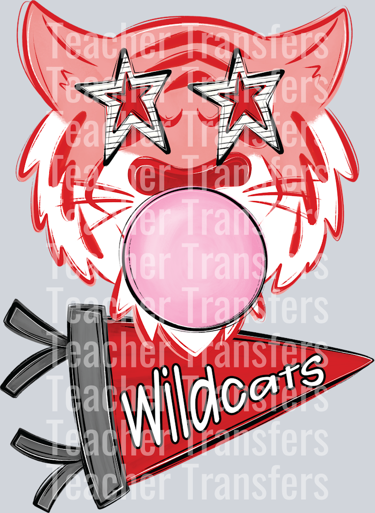 Red WildcatsBubble Gum and stars PNG