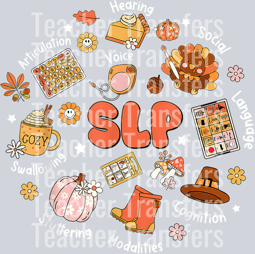 Thankful SLP Speech Therapist Turkey Fall Thanksgiving T-Shirt