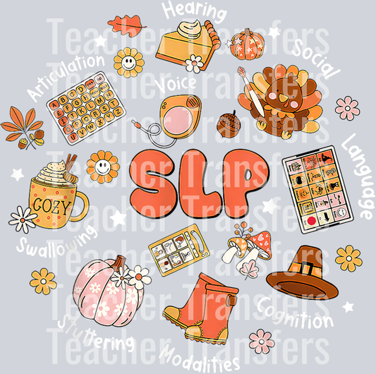 Thankful SLP Speech Therapist Turkey Fall Thanksgiving T-Shirt