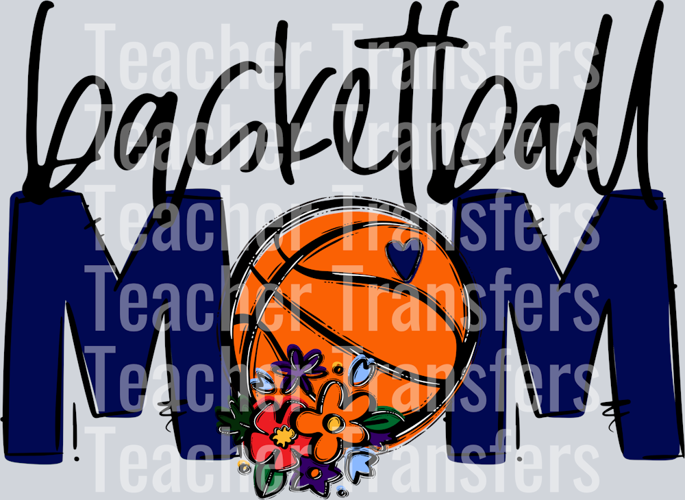 Basketball Mom Navy Blue Flowers
