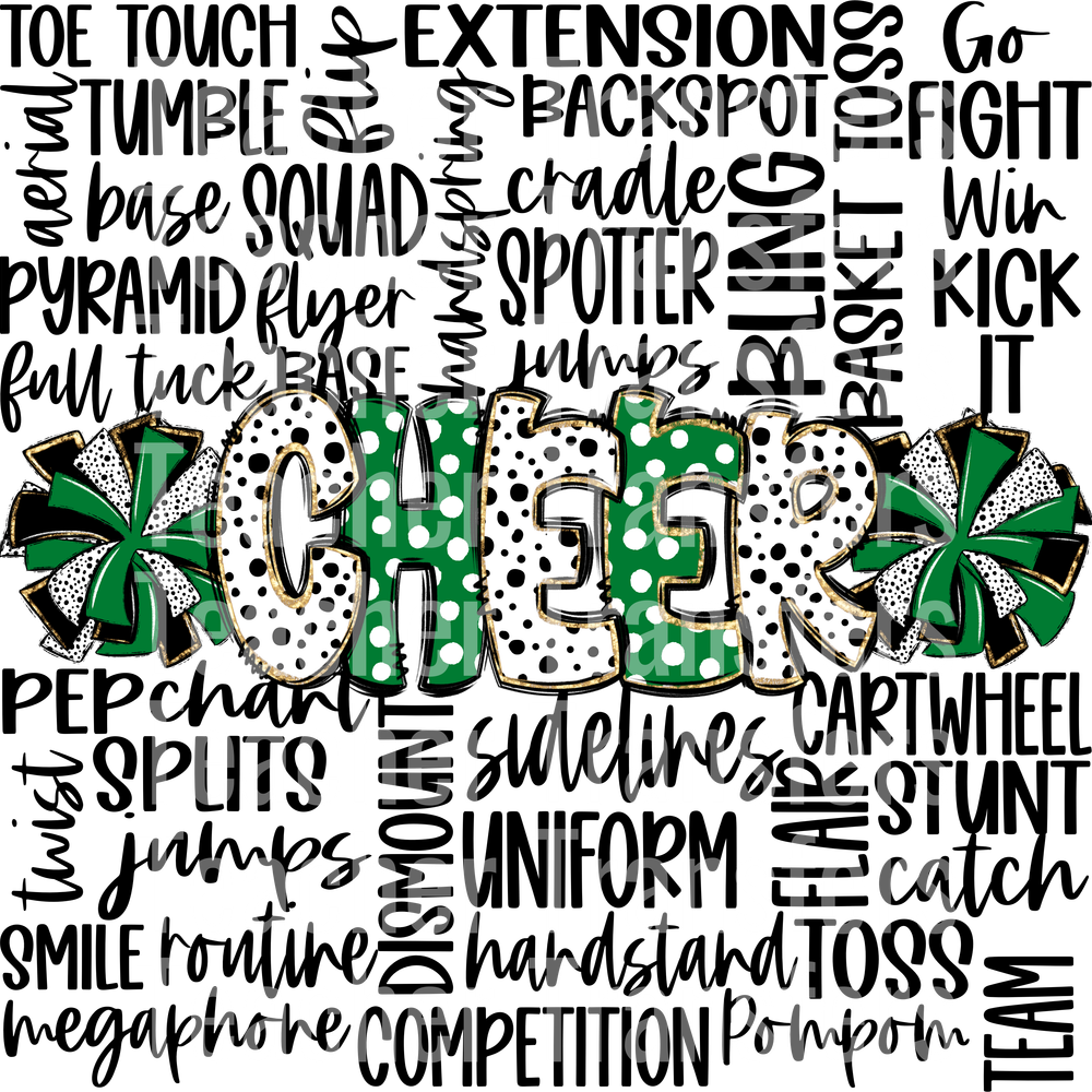 CheerDoodleWordArtGreenBlk