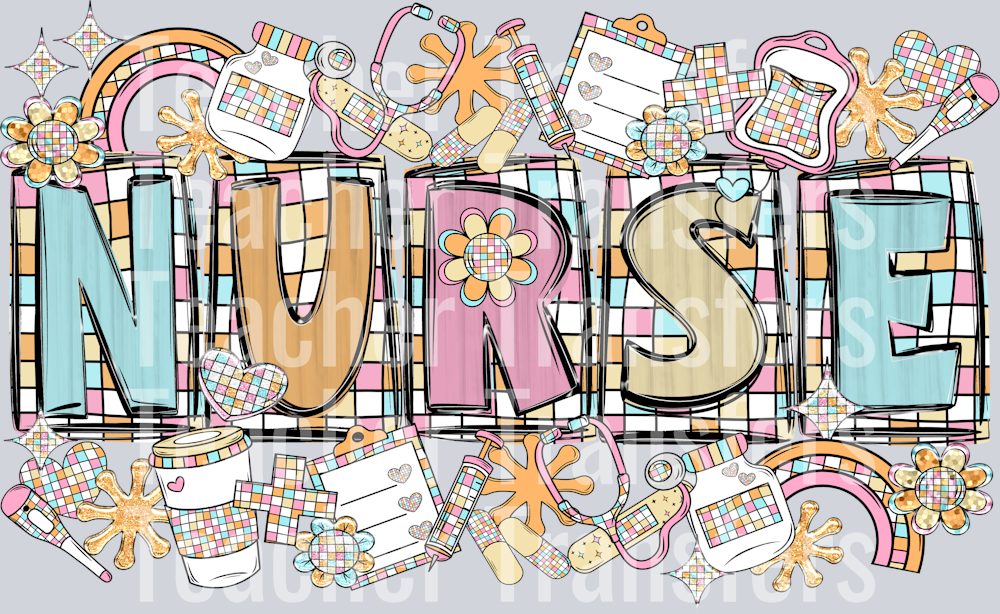 RETRO NURSE WORD ART WITH ACCENTS