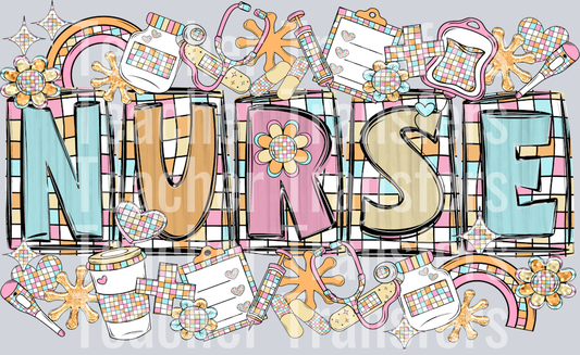 RETRO NURSE WORD ART WITH ACCENTS