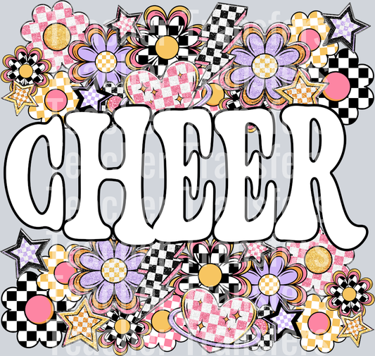 Funky Flowers Words CHEER