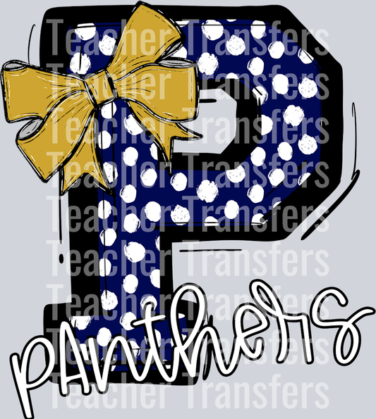 P PANTHERS NAVY VEGAS BOW