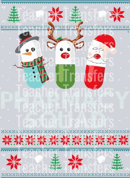 Christmas Pharmacy Squad Ugly Pharmacist Tech Xmas Kids T-Shirt