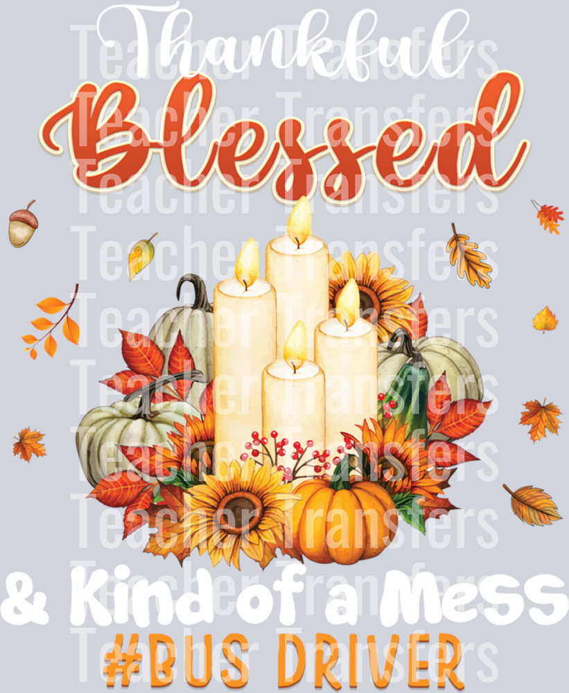 Thankful Blessed And Kind Of A Mess Bus Driver Thanksgiving Long Sleeve T-Shirt