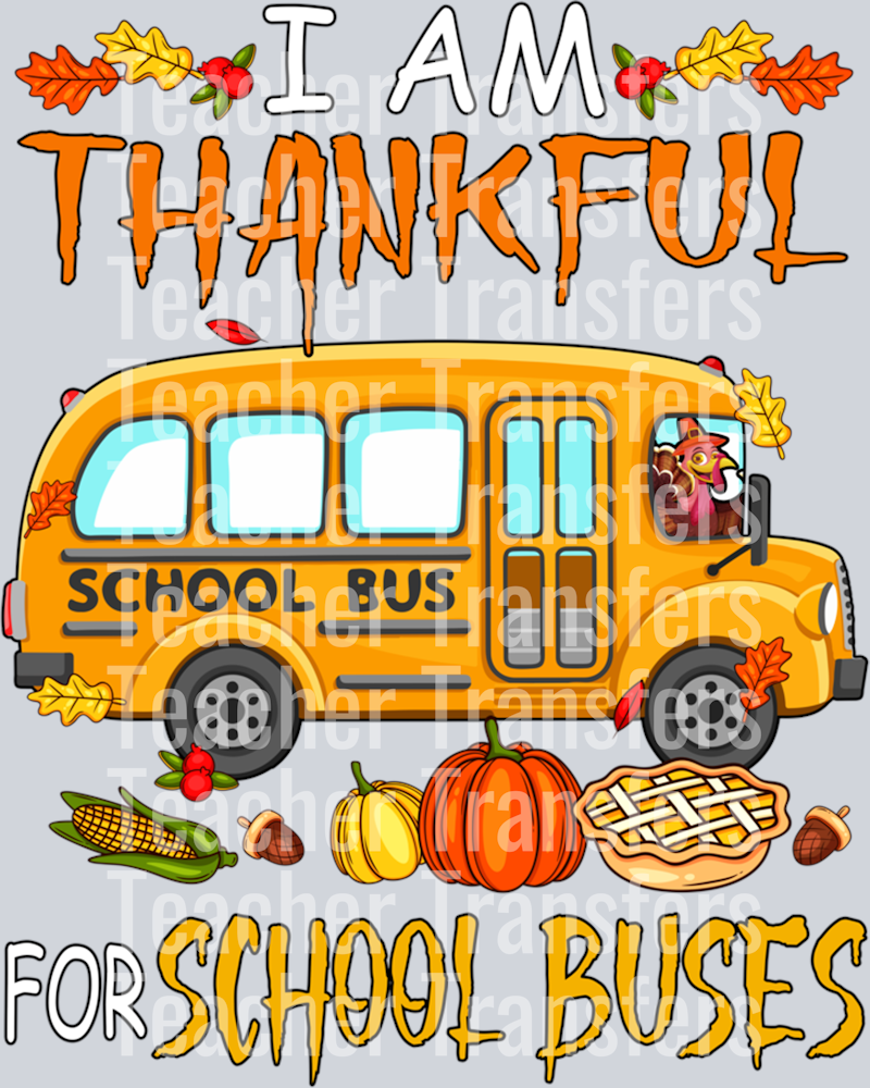 Thankful For School Bus Funny Turkey Driving Driver Long Sleeve T-Shirt