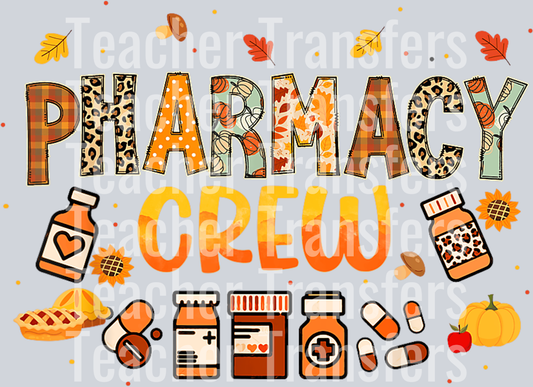 Pharmacy Crew Pharmacist Squad Autumn Fall Leaves Pumpkin T-Shirt