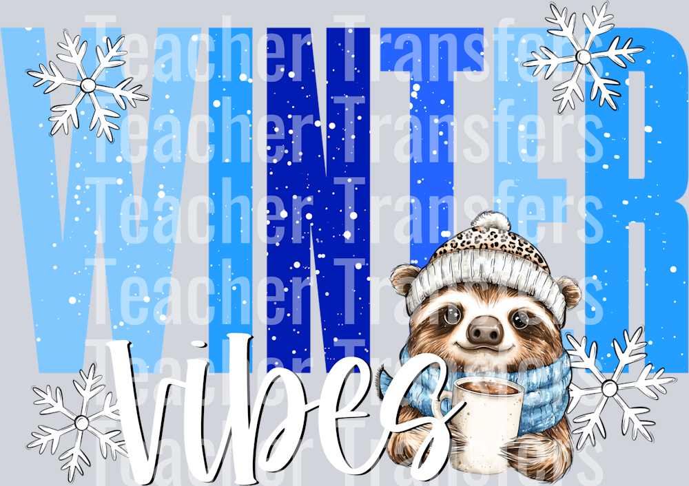 Winter Vibes Blue Sloth