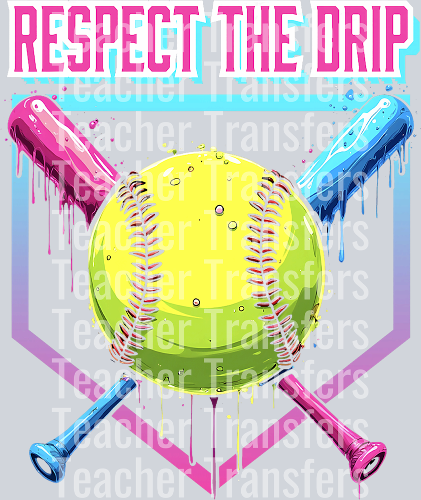 Softball Drip Girls Ice Cream Drip Youth Respect The Drip T-Shirt