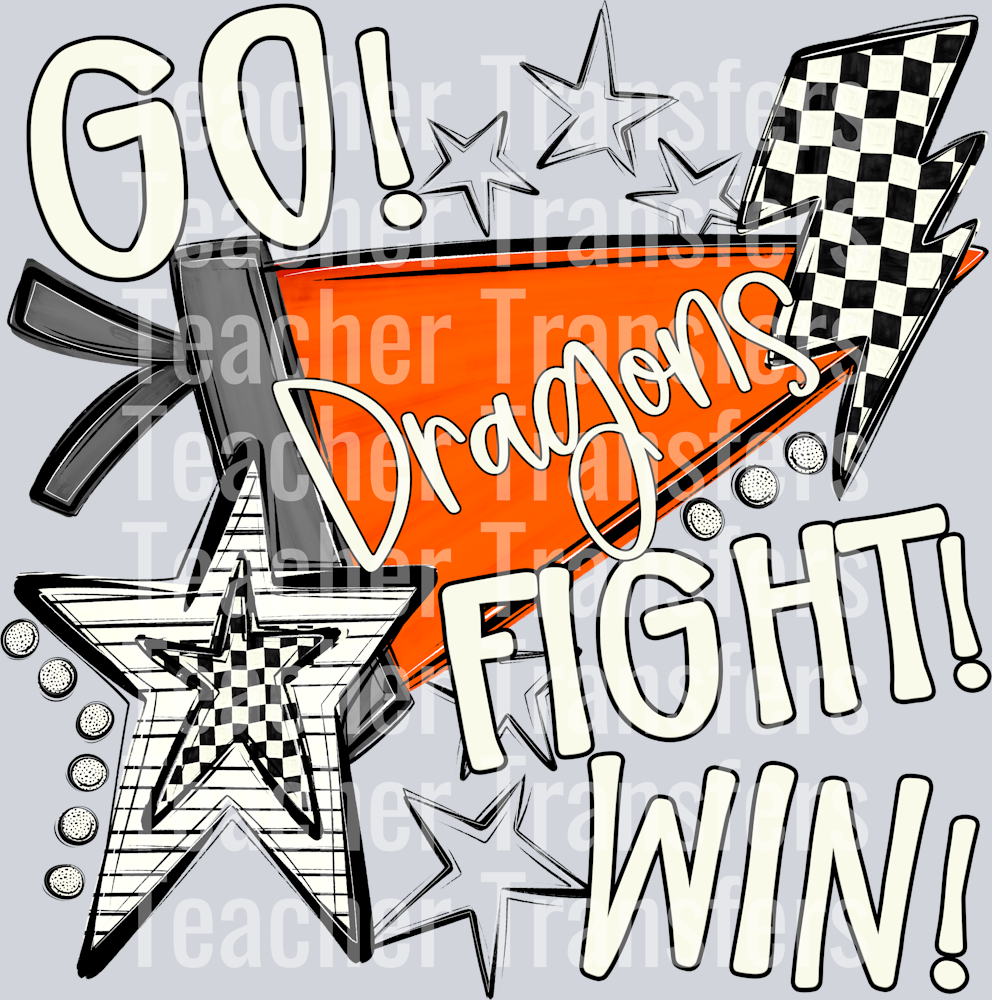 GO FIGHT WIN PENNANTS DRAGONS ORANGE