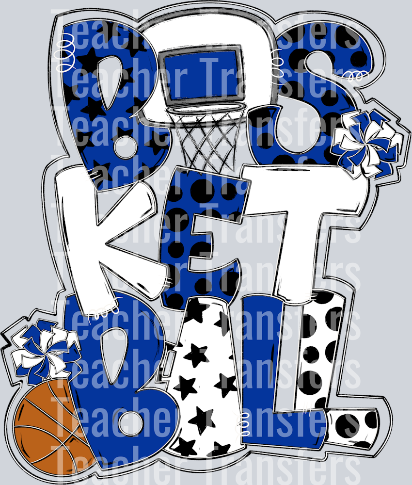 Basketball Word Art Royal White