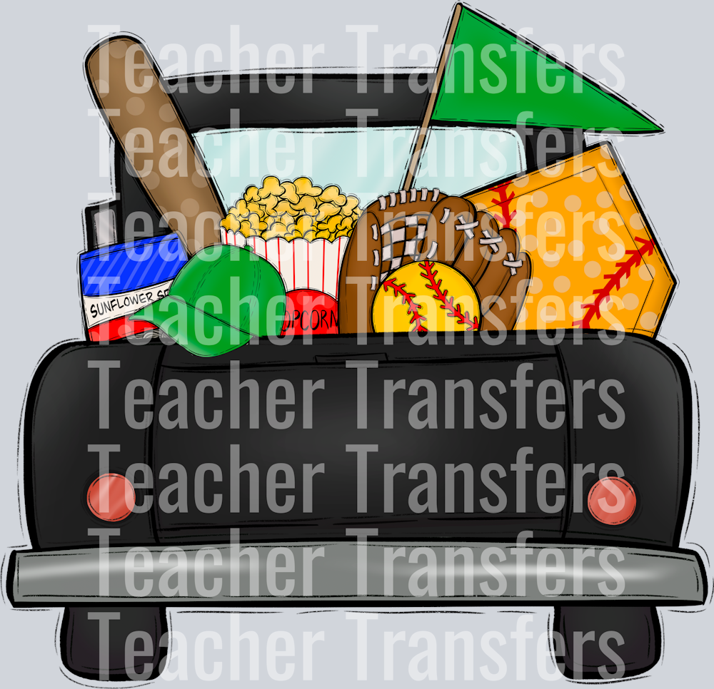 Follow me to the ballpark Green Softball Truck