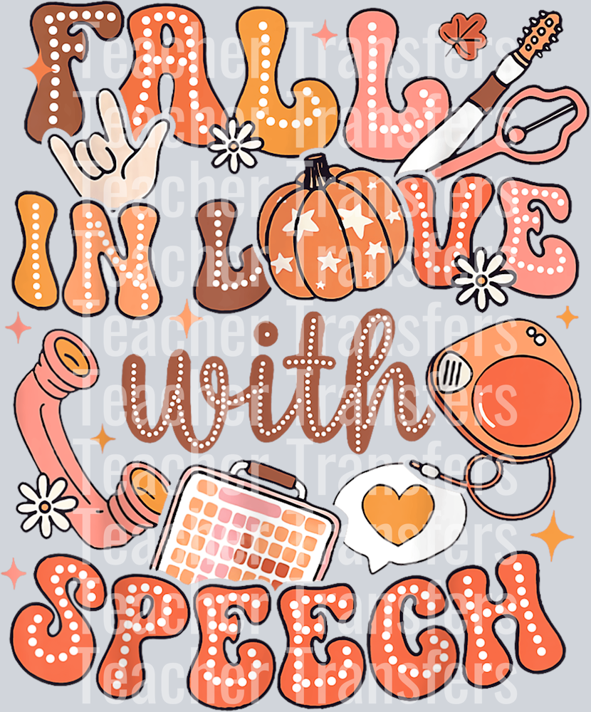 Speech Therapy Fall In Love With Speech Therapist SLP Autumn T-Shirt